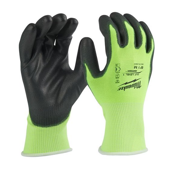 Перчатки нейлоновые с ПУ покрытием (Hi-Vis Cut level 1/А)