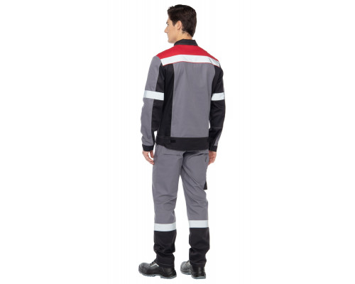 Куртка мужская летняя "Виват" серо-черно-красная