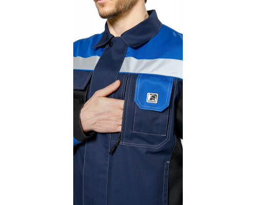Куртка мужская рабочая летняя для ИТР "Виват" NEW сине-черно-васильковая